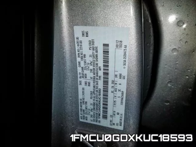 1FMCU0GDXKUC18593 фото 2