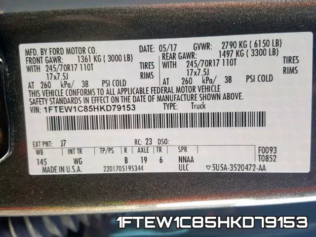 1FTEW1C85HKD79153 фото 2