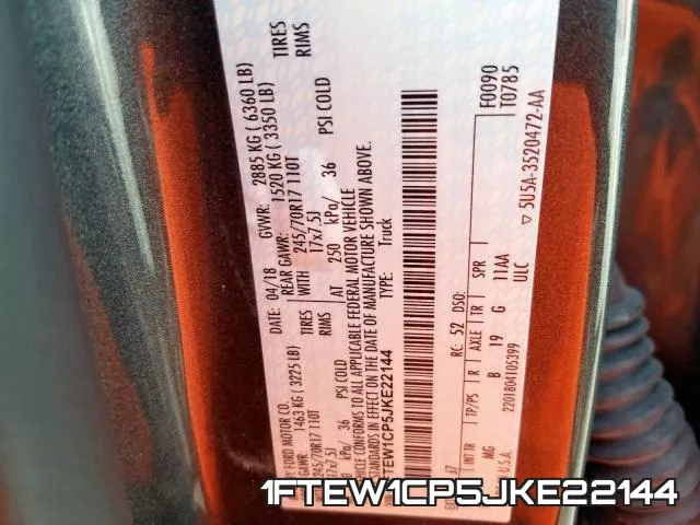 1FTEW1CP5JKE22144 фото 2