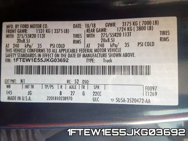 1FTEW1E55JKG03692 фото 2