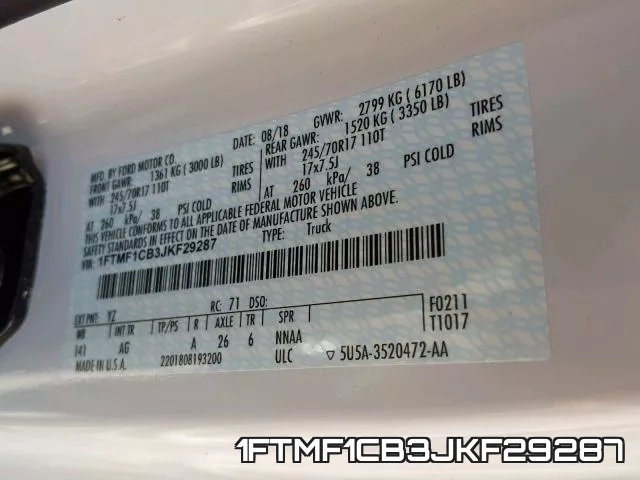 1FTMF1CB3JKF29287 фото 2