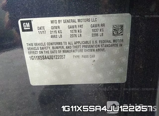 1G11X5SA4JU122057 фото 9