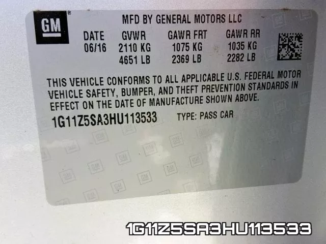 1G11Z5SA3HU113533 фото 2
