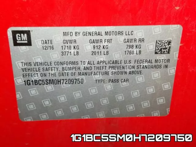 1G1BC5SM0H7209750 фото 2