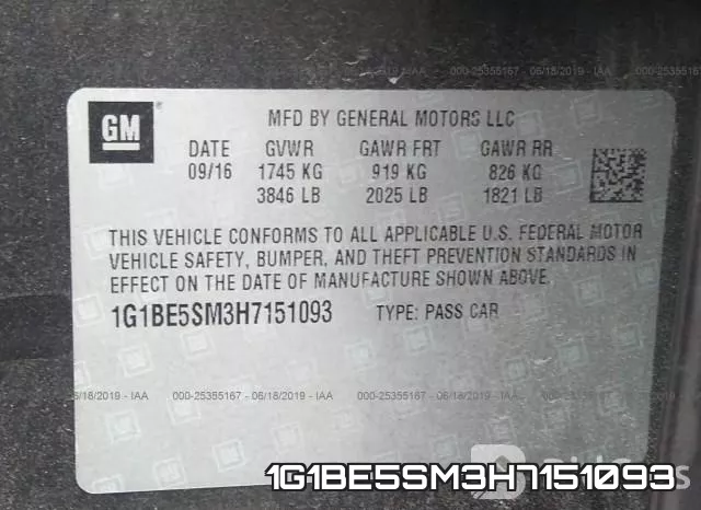 1G1BE5SM3H7151093 фото 9