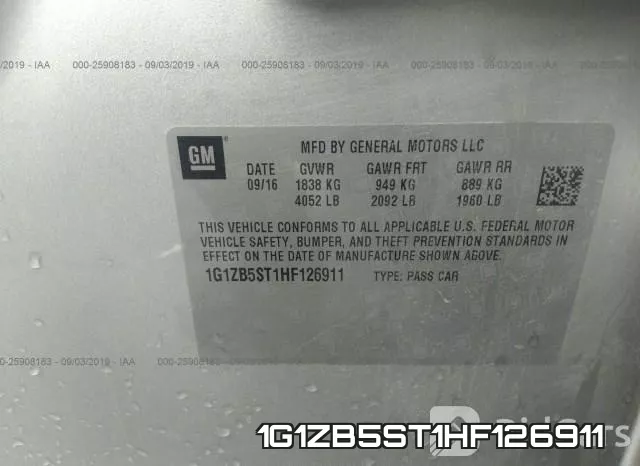 1G1ZB5ST1HF126911 фото 8