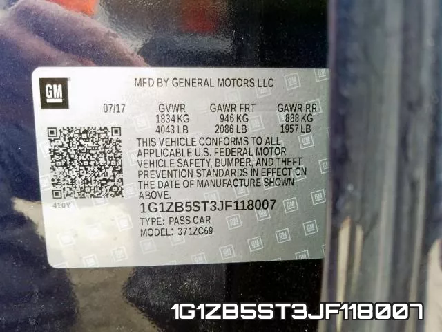 1G1ZB5ST3JF118007 фото 2