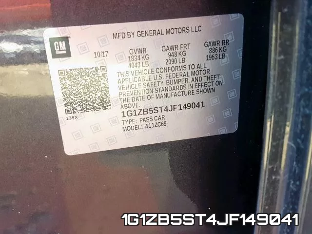1G1ZB5ST4JF149041 фото 2