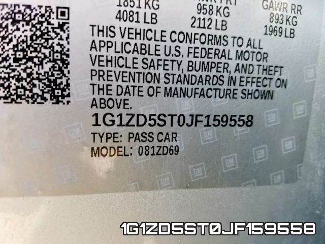 1G1ZD5ST0JF159558 фото 2