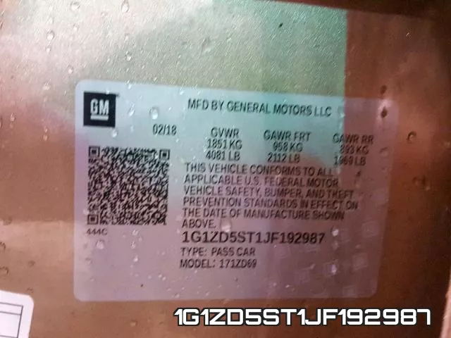 1G1ZD5ST1JF192987 фото 2