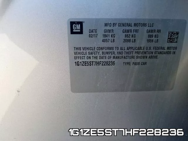 1G1ZE5ST7HF228236 фото 2