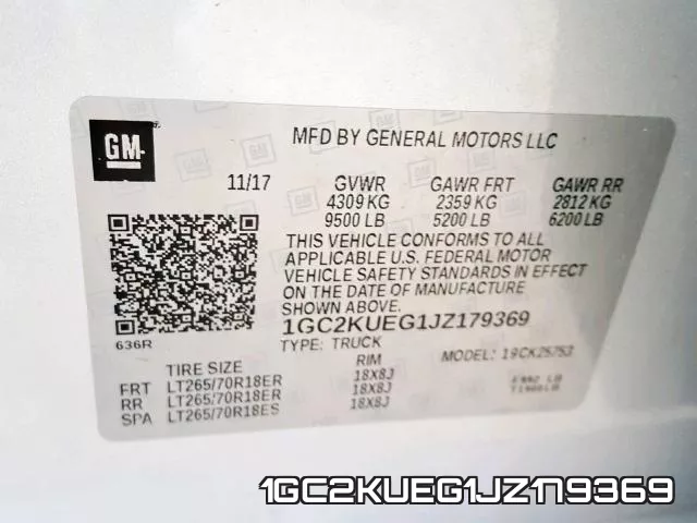 1GC2KUEG1JZ179369 фото 2