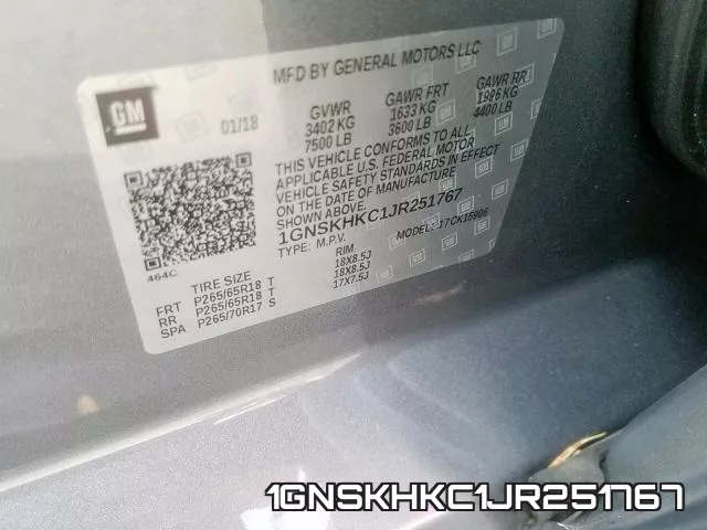 1GNSKHKC1JR251767 фото 2