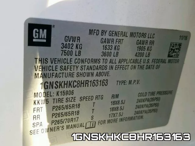 1GNSKHKC8HR163163 фото 2