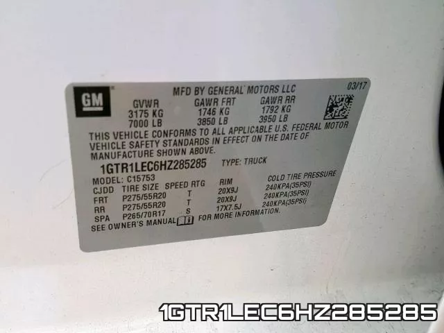 1GTR1LEC6HZ285285 фото 2