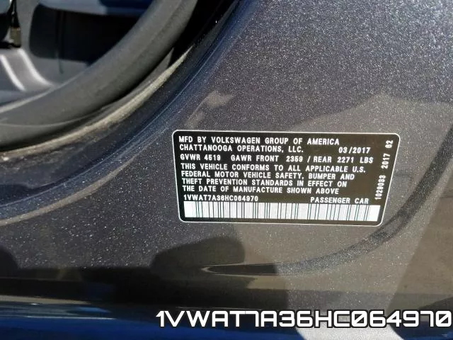 1VWAT7A36HC064970 фото 2