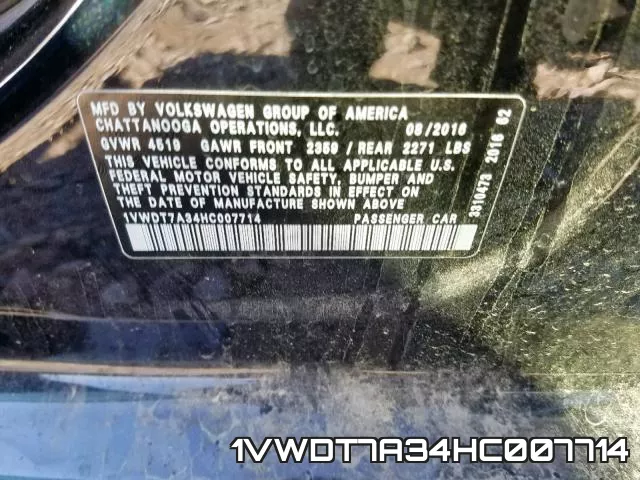 1VWDT7A34HC007714 фото 2