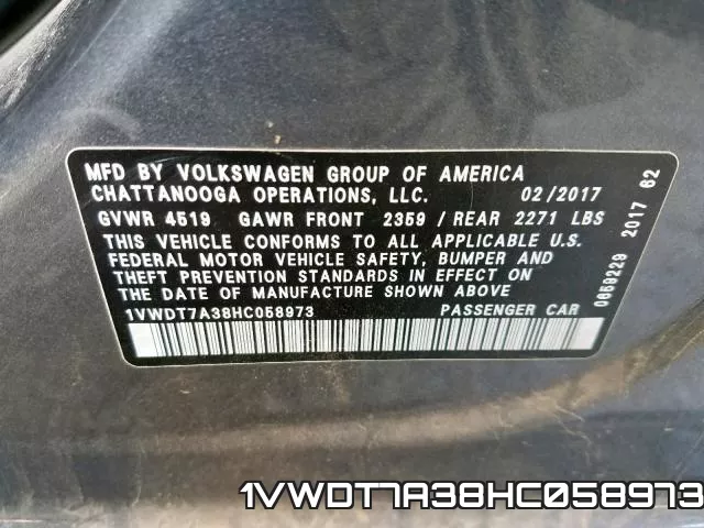 1VWDT7A38HC058973 фото 2