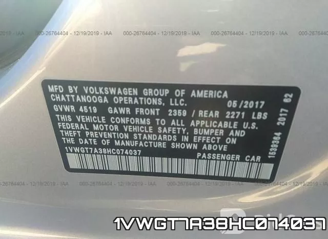 1VWGT7A38HC074037 фото 10