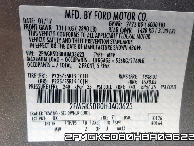 2FMGK5D80HBA03623 фото 2