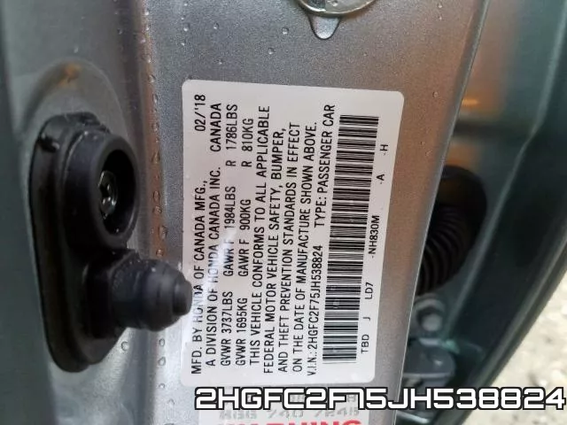 2HGFC2F75JH538824 фото 2