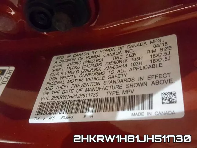 2HKRW1H81JH511730 фото 2