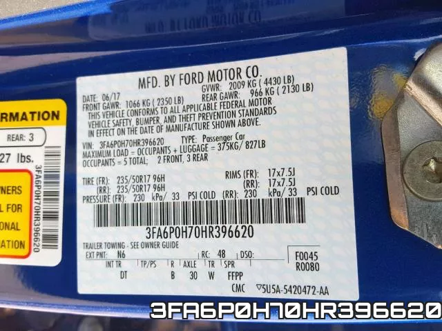 3FA6P0H70HR396620 фото 2