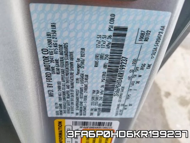 3FA6P0HD6KR199237 фото 2