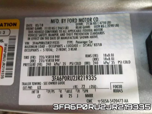 3FA6P0RU2JR219335 фото 2
