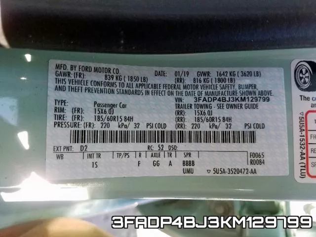 3FADP4BJ3KM129799 фото 2