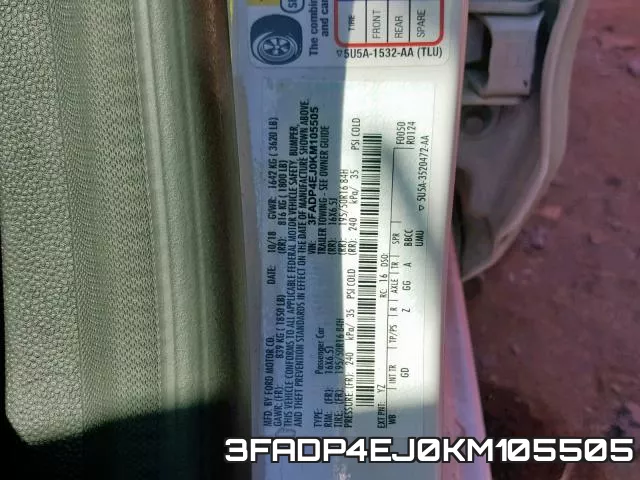 3FADP4EJ0KM105505 фото 2