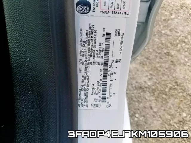 3FADP4EJ7KM105906 фото 2