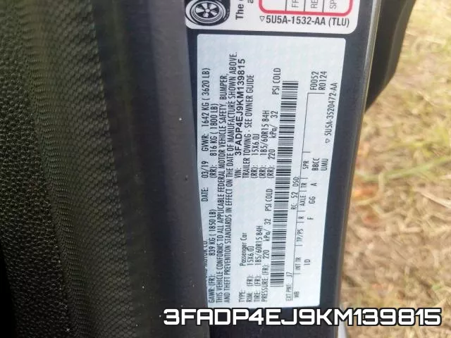 3FADP4EJ9KM139815 фото 2