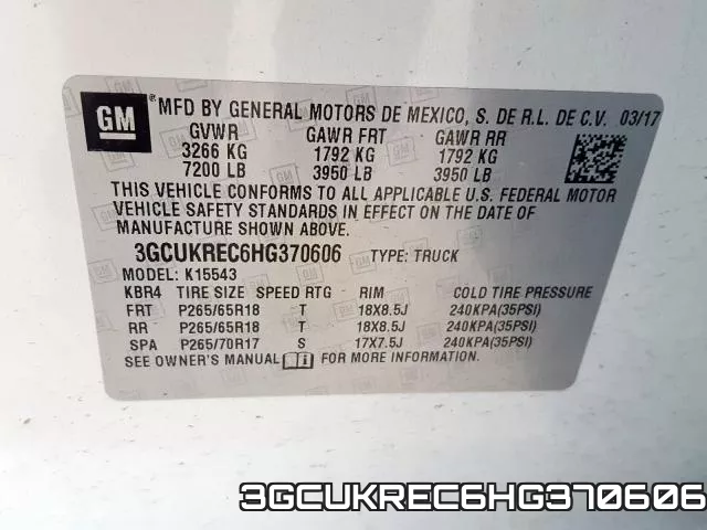 3GCUKREC6HG370606 фото 2