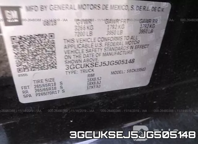 3GCUKSEJ5JG505148 фото 8