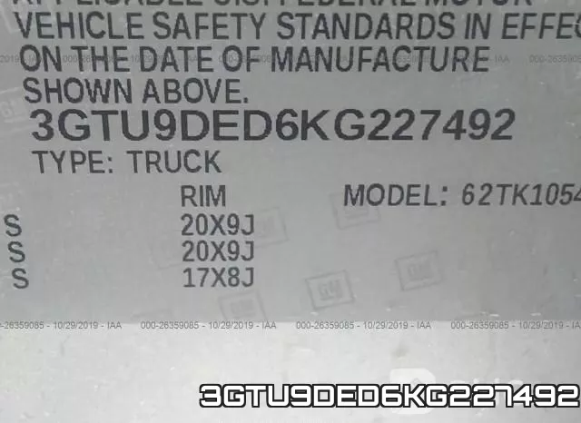 3GTU9DED6KG227492 фото 10