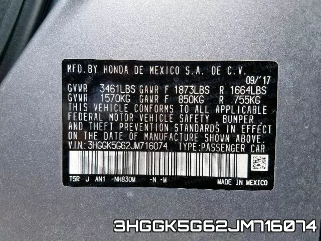 3HGGK5G62JM716074 фото 2