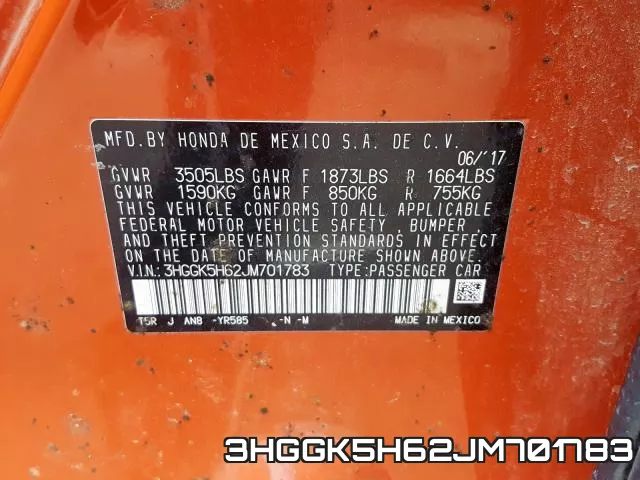 3HGGK5H62JM701783 фото 2