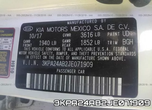3KPA24AB2JE071909 фото 9