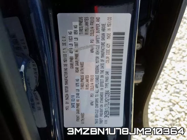 3MZBN1U78JM210364 фото 2