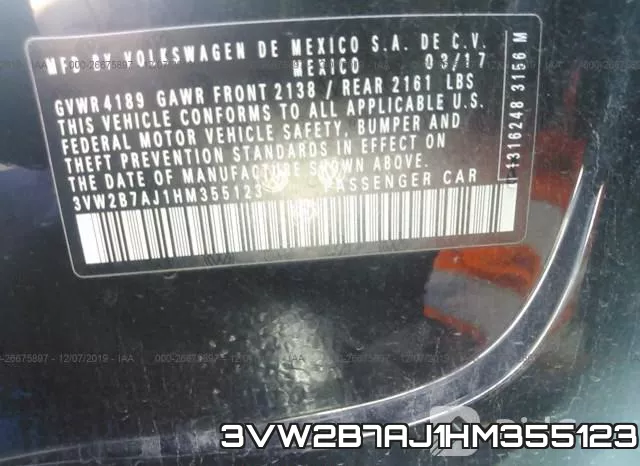 3VW2B7AJ1HM355123 фото 8