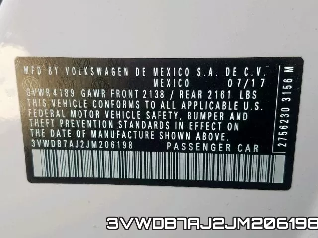 3VWDB7AJ2JM206198 фото 2