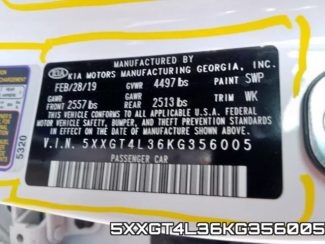 5XXGT4L36KG356005 фото 2