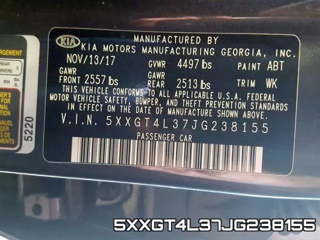 5XXGT4L37JG238155 фото 2