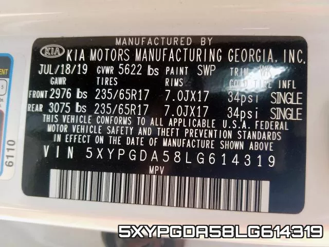 5XYPGDA58LG614319 фото 2