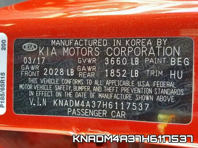 KNADM4A37H6117537 фото 2