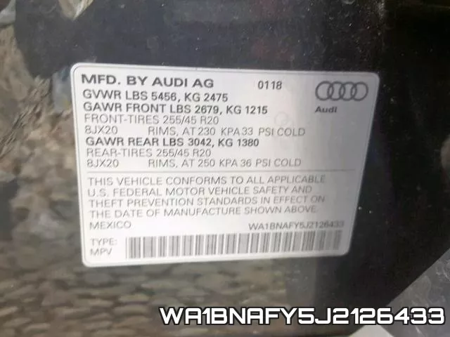 WA1BNAFY5J2126433 фото 2
