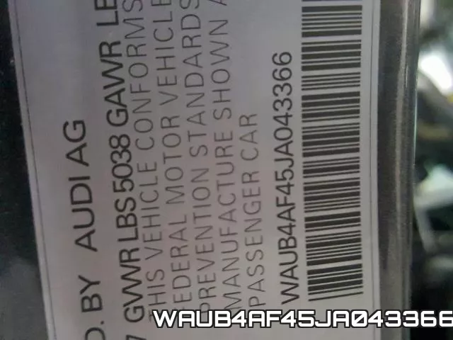 WAUB4AF45JA043366 фото 2