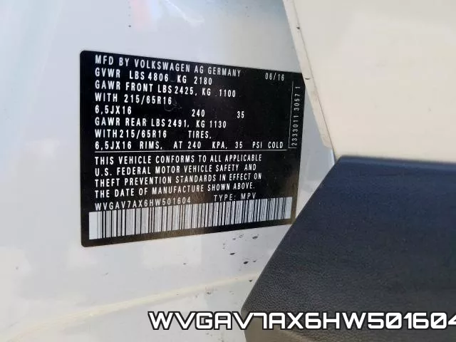 WVGAV7AX6HW501604 фото 2