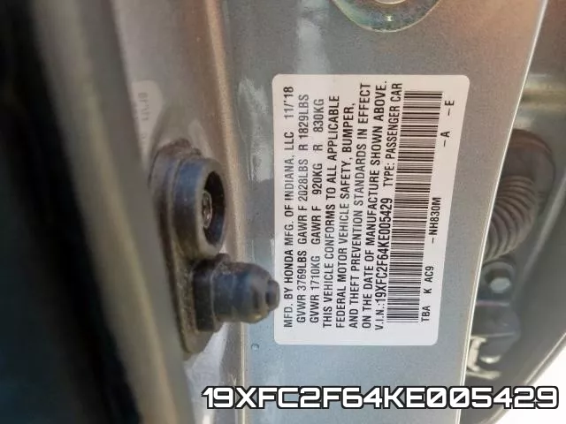19XFC2F64KE005429 фото 2